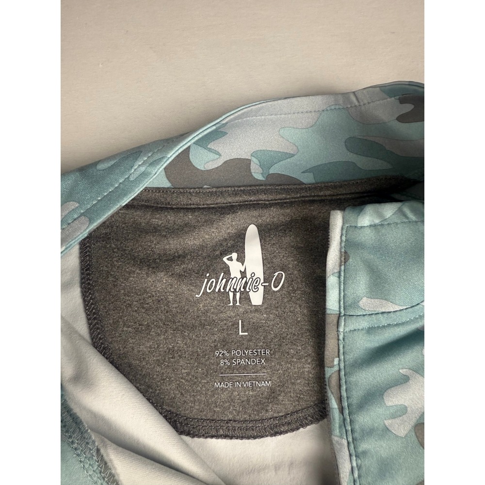 johnnie-O 1/4 Zip Pullover Large Blue Camo Performance Stretch Mock Neck DJJ - Picture 2 of 6